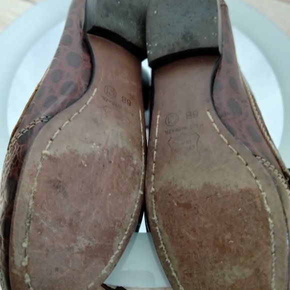 Unisa Brown Flats Leather Loafer Tortoise Print 6B - Picture 6 of 9